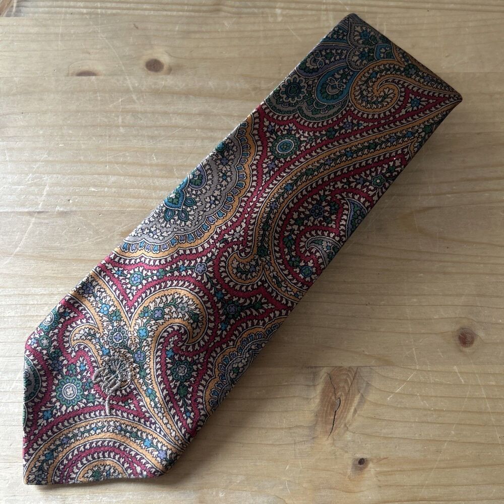 Countess Mara Sistine Satin Tie Colorful Swirls Necktie w Monogram 59x3.5